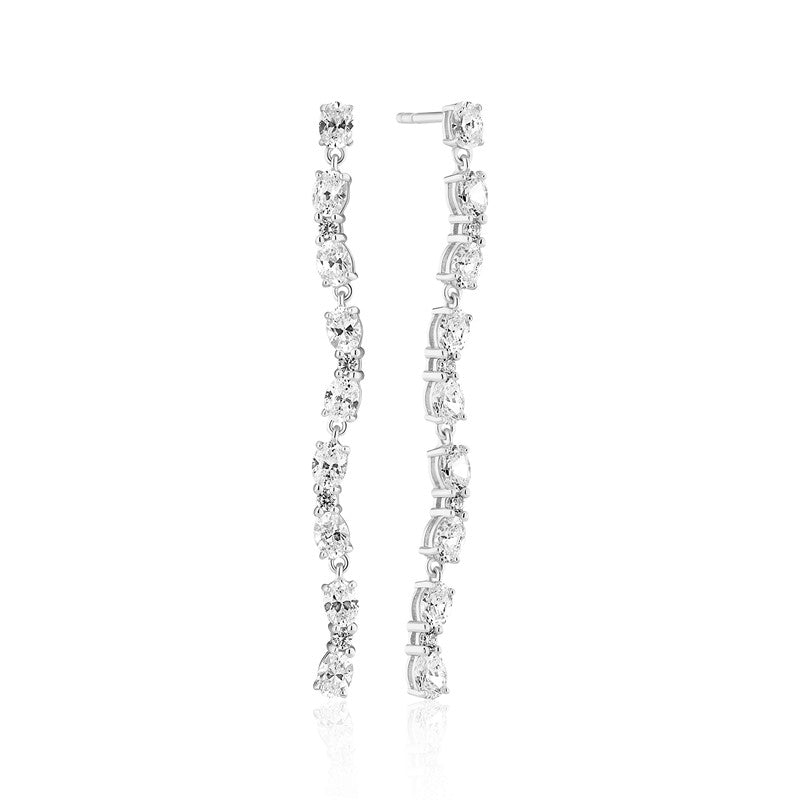 Ellera Ovale Tredici øreringe fra Sif Jakobs Jewellery i sølv med 13 klare zirkonia, 60 mm.